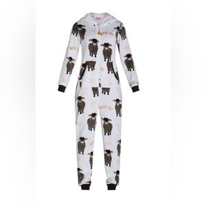 Just a Lil Moo-dy Highland Cow union Jumpsuit Pajamas 2X Women / Teen